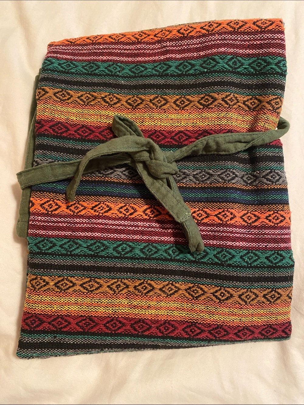 Boho Striped Sarong in Green & Multicolor